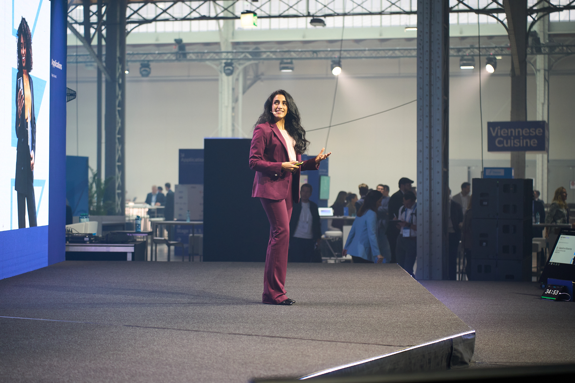 Dr. Ayesha Khanna speaking on stage at SAP NOW AI Tour